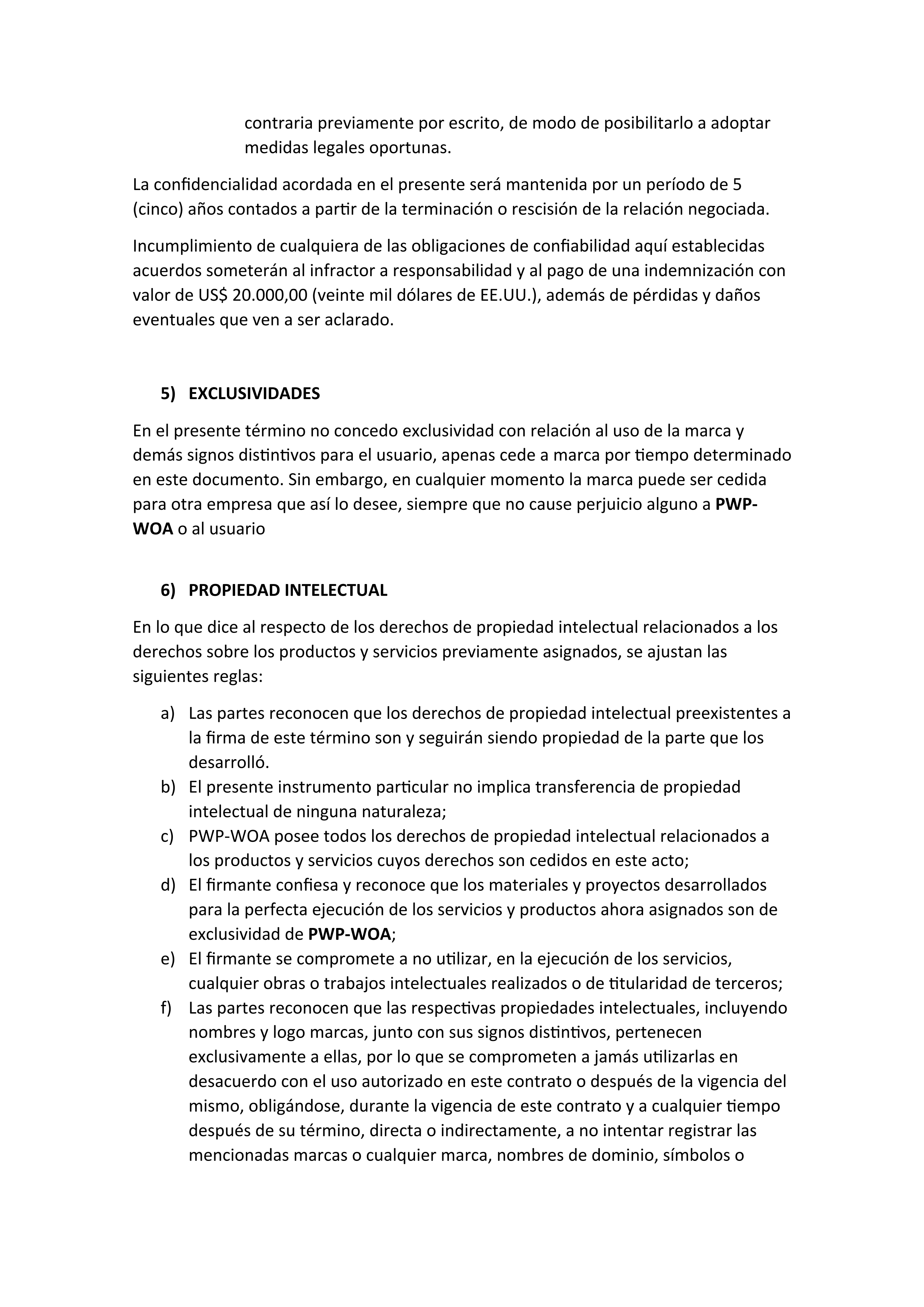 Términos de uso, página 3